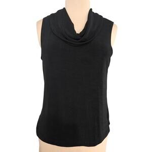 West End Black Sleeveless Top Sleeveless Cowl Neck Minimal Slinky Witchy Large